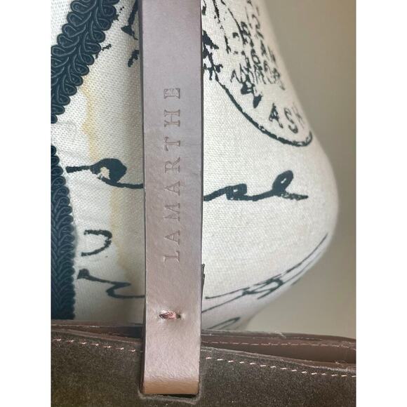 LAMARTHE PARIS TOTE SUEDE BROWN EMBROIDERED DETAILS MADE IN ITALY VERSATILE - Picture 3 of 16